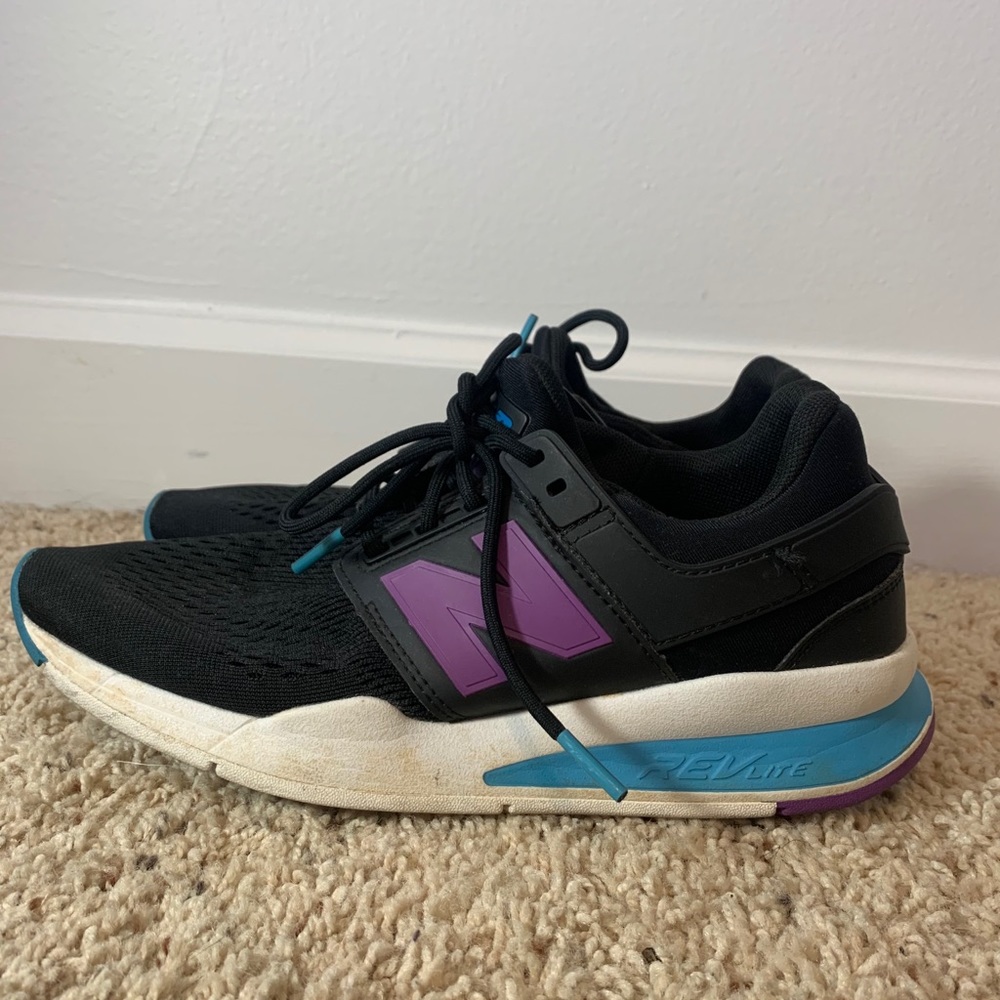 New balance black purple and blue sneakers